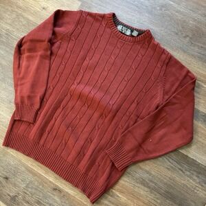 Oscar De La Renta Men's Burnt Orange Cable Knit Style Sweater Sz M Cotton Preppy
